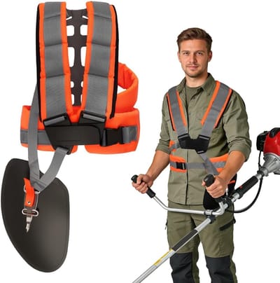 Grasmaaier Harnas - Schouderband Trimmer - Comfortabel Tuinieren - Verstelbaar Dubbel Riem - 42.9 x 26.5 cm - Grijs Oranje