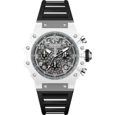 Invicta Racing 69681 Herenhorloge - Quartz Uurwerk - Acryl met Zilveren Wijzerplaat - 43 mm
