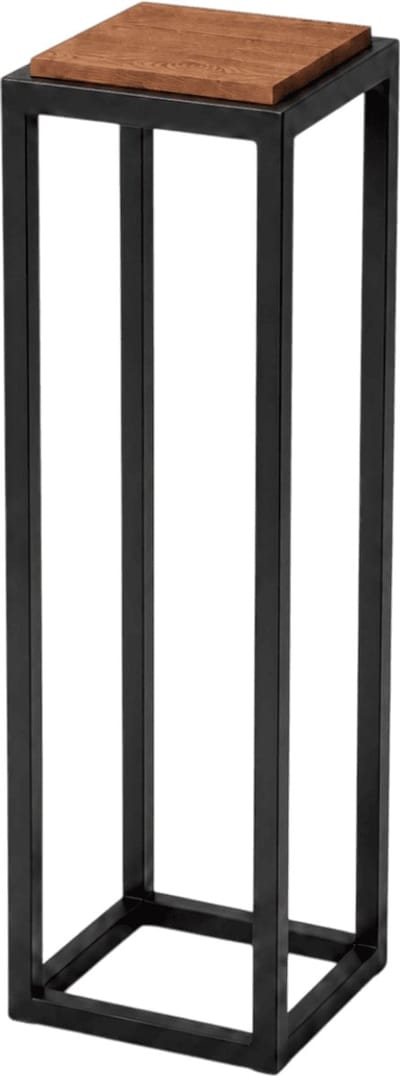 Madison 20 x 20 x 80 cm Plantenstandaard – Hout en Zwart Staal – Handgemaakt – Plantentafel / Zuil