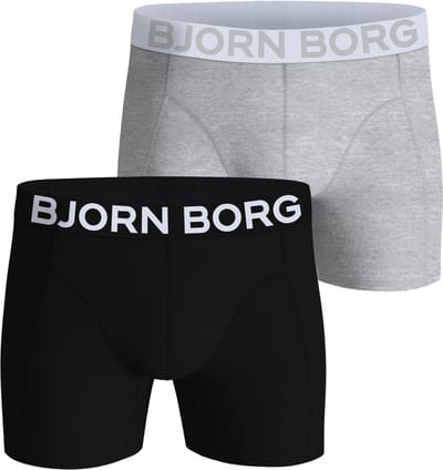 Björn Borg Cotton Stretch boxers - heren boxers normale lengte (2-pack) - grijs - zwart