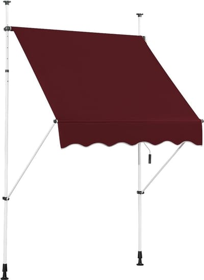 KOMFOTTEU Klemluifel, 150 cm breed, luifel voor balkon, zonder boren, luifel met handslinger, uv-bestendig, in hoogte verstelbaar, waterafstotend, zonwering voor balkon, terras en tuin
