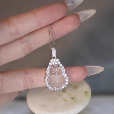 Nouveau Style Chinois Collier Imitation Calcédoine Glacée Neuf Boîte Gourd Fulu Chaîne Maillons Chaîne Clavicule Chaîne de Cou Chaîne Pull gray