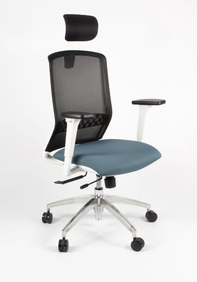 Linea bureaustoel Tekna White 01/PT - ergonomisch EN1335 - met hoofdsteun - multi verstelbaar - zwart/grijs