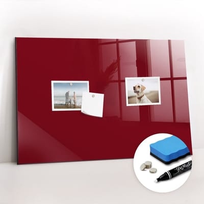 Tulup Whitebord - Bourgondische kleur Magneetbord - 60 cm x 40 cm - Magneetbord Rechthoekig - Interieur Accessoires Kantoor - Magneetbord Design - Planning Muur - Inclusief Gratis Magneten & Marker & Spons - Magnetic Board - Magnetisch Bord
