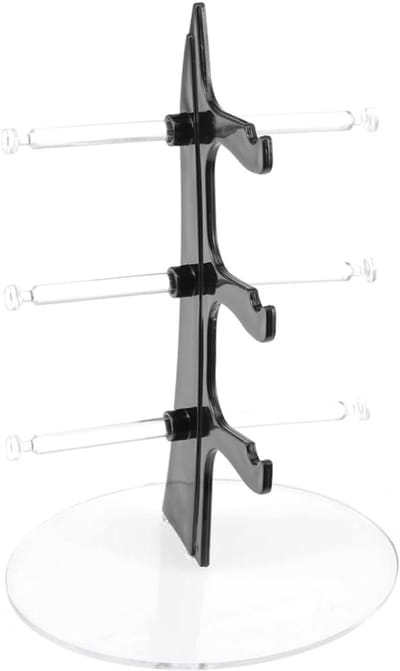 Glazen Organisator - Brillen Display - Bureau Opslag - Stapelbaar Ontwerp - 16 x 12 x 22 cm - Zwart