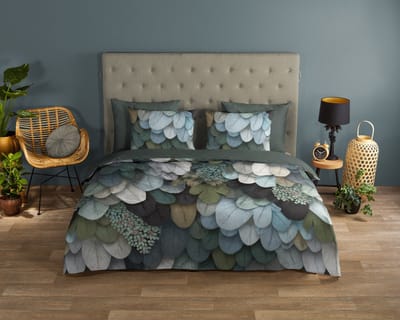 Good Morning dekbedovertrek bladeren in verschillende kleuren - 1 persoons 140x200/220 cm - Groen - 100% Katoen renforc�