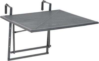 Opvouwbare Balkontafel - Hangtafel Leuning - Genieten Buiten - In Hoogte Verstelbaar - 70 x 47-79 x 88 cm - IJzergrijs