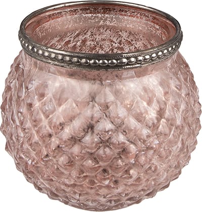 Clayre & Eef Theelichthouder Ø 10x9 cm Roze Glas