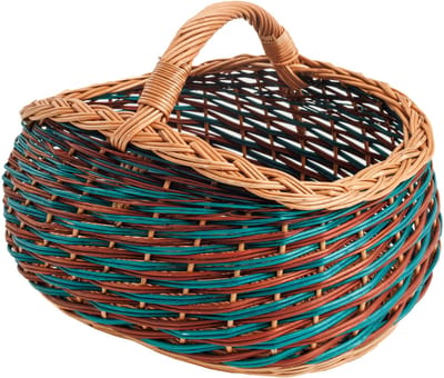 BOGATECO natuurlijke rieten mand met handvat | Grote boodschappenmand 40X22X30 | Handgeweven, verkrijgbaar in twee kleuren | Opbergmand | Marktmand | GROENTE