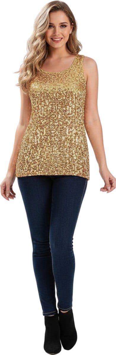 Goud Glitter Hemd Dames - Glinster - Shine - Shirt - Party - XS / S - Small