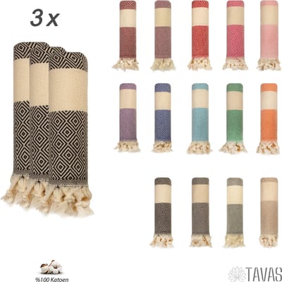 TAVAS Theedoeken & Keukendoeken Set – 3 x 50x90cm – Zwart - 100% Katoen – Wafelstructuur – Sneldrogend – Zachte Handdoeken voor Keuken