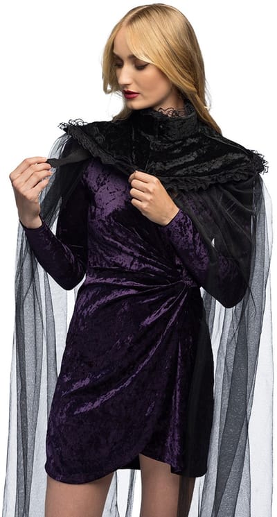 Boland - Cape Carmilla - Volwassenen - Heks - Tovenaar - Black Widow - Vampier - Halloween - Carnaval - Themafeest - Cosplay