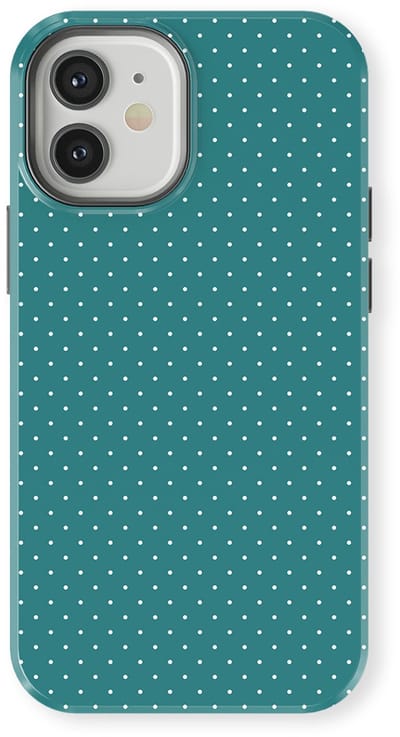 Micro Dots Tough Hoesje geschikt voor iPhone 12 Mini | Geschikt Voor Mag | Stippen Motief Backcover geschikt voor iPhone 12 Mini Deep Teal