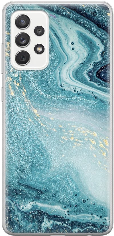Leuke Telefoonhoesjes - Hoesje geschikt voor Samsung Galaxy A52 5G - Marmer blauw - Soft case - TPU - Marmer - Blauw