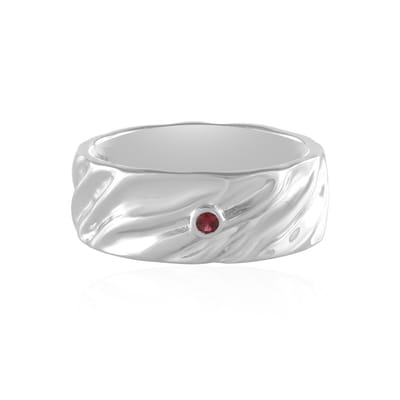 Cavill - Zilveren Ring Geplatineerd - 925 Sterling Zilver - Rode Spinel 0 034 ct - Modern Breed Plat Design - Edelsteenring Dames Tanzania