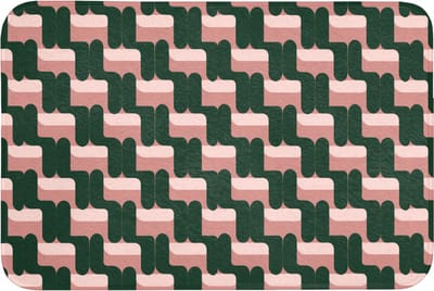 Badmat 90x60 cm - Antislip - Vlechtpatroon - Groen - Roze - Geometrisch - Badmatten voor badkamer - Badkamermat - Douchemat - Badkamer mat