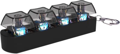 Ynkkvre - Keyboard Fidget Toy - Sleutelhanger - Anti Stress Speelgoed - Mechanische Klikker met LED-Verlichting - 4-Toets Switch Tester - Voor Kantoor en Thuis - Inclusief Sleutelring - Geschikt voor Volwassenen en Kinderen