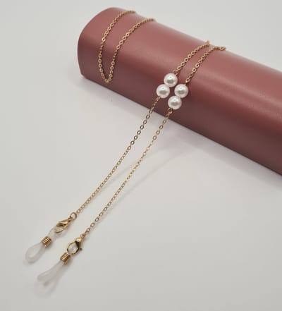 brillenketting met microvezeldoekje / Kralen of armband / brillenkoord dames / elegante koordje / brilkoordje kraaltjes goud met parels / briltouwtje / ketting voor zonnerbril / cordon de lunettes / Aland optiek 02/1
