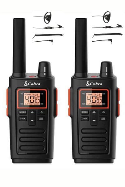 Set van 2 Cobra RX380 PMR446 portofoons IPX2 met D-shape oortje
