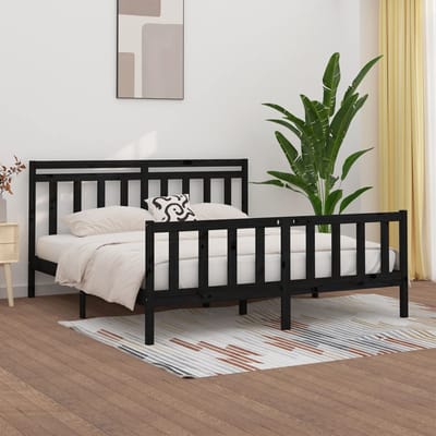 vidaXL - Bedframe - massief - grenenhout - zwart - 200x200 - cm