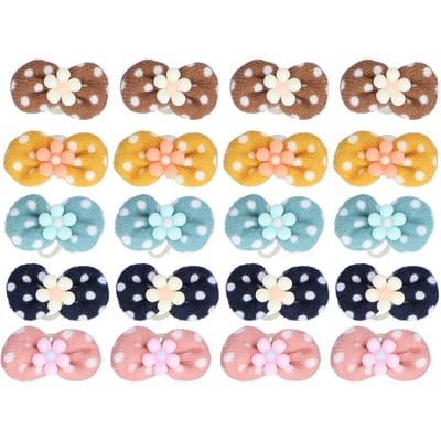 Lot de 20 nœuds en polyester colorés pour poils de chien et de chat gray