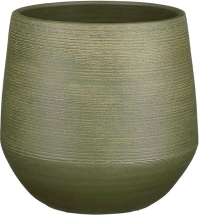 Mica Decorations Plantenpot - terracotta - donkergroen relief - D24/H23 cm - bloempot