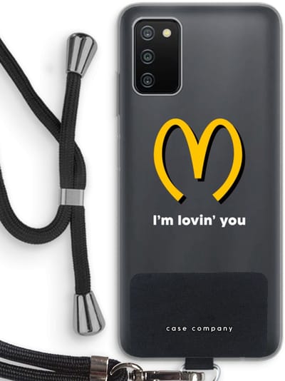 Case Company® - Hoesje met koord geschikt voor Samsung Galaxy A03S hoesje met Koord - I'm lovin' you - Telefoonhoesje met Zwart Koord - Bescherming aan alle Kanten en Over de Schermrand