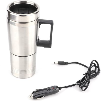 Bouilloire électrique pour voiture, tasse chauffante pour café, thé, eau, 12V, 350ML + 150ML white