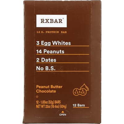 RXBAR, proteïnereep, pindakaas chocolade, 12 repen, 52g (1,83 oz) elk