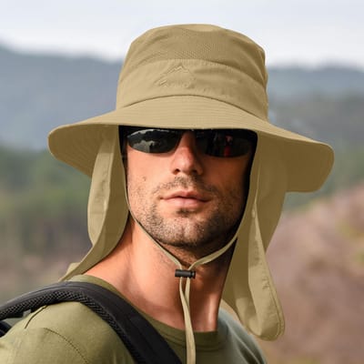 Chapeau de pêche à large bord pour hommes, chapeau de pêcheur, chapeau de soleil, Protection solaire F kaki