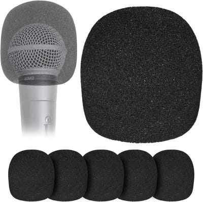 Sferische Schuim Windscherm voor Microfoons - Popfilter Schuimhoes voor Geluidsopname, Set van 6 Zwart