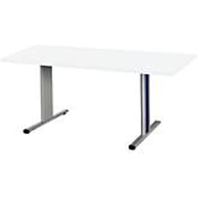 Schäfer Shop  Select Vergadertafel Planova, rechthoek, 1600 x 800 mm, wit, accentlijst gentiaanblauw