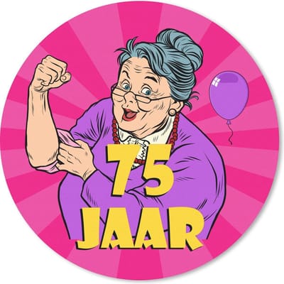 Muismat rond 20x20 cm - Mousepad Vrouw - 75 Jaar verjaardag - Roze - Ronde muismatten