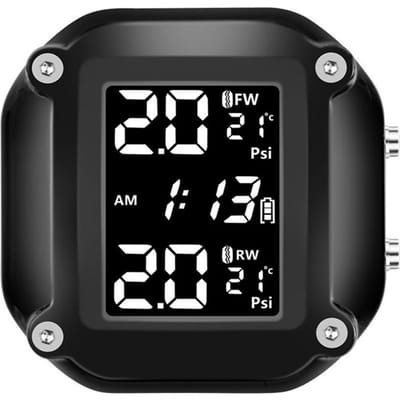 Bandenspanningscontrole voor motorfietsen TPMS-detector Draagbaar bandenspanningscontrolesysteem detecteren zwart