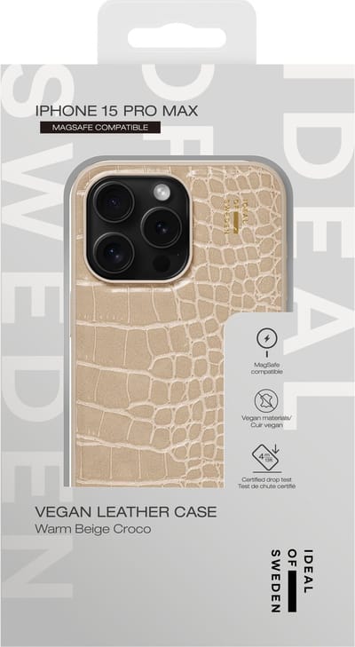 iDeal of Sweden Vegan Leather Case MagSafe geschikt voor Apple iPhone 15 Pro Max Warm Beige Croco