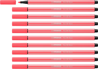 STABILO Pen 68 - Premium Viltstift - Neon Rood - Doos 10 stuks