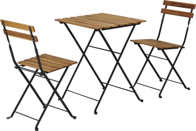 Bistroset Bovino 3-delig tuintafel met 2 tuinstoelen zwart en naturel casa.pro
