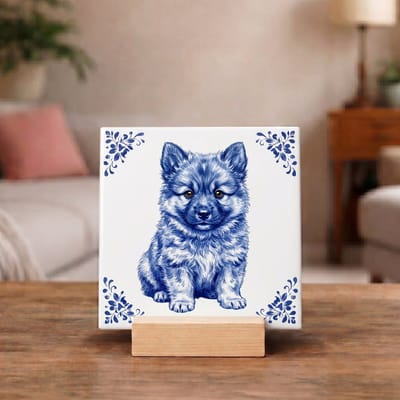 Delftsblauw Tegeltje 11x11 Puppy – Schattige Hollandse Wanddecoratie Cadeau