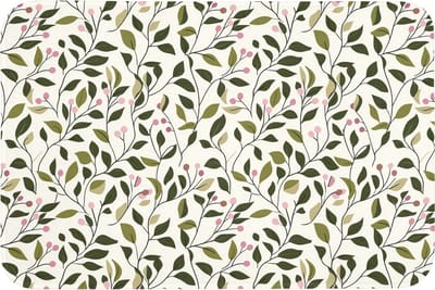 Badmat 90x60 cm - Antislip - Bladeren - Bessen - Roze - Badmatten voor badkamer - Badkamermat - Douchemat - Badkamer mat