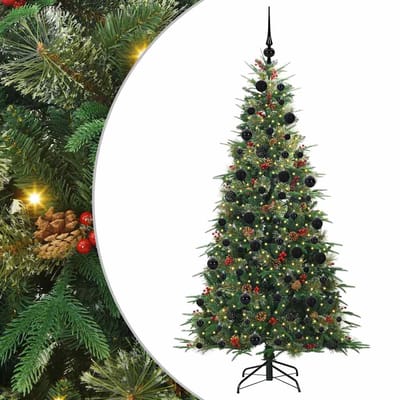 vidaXL - Kunstmatige - Hinged - Kerstboom - met - 300 - LED - Groen - 210 - cm - PE - en - PVC