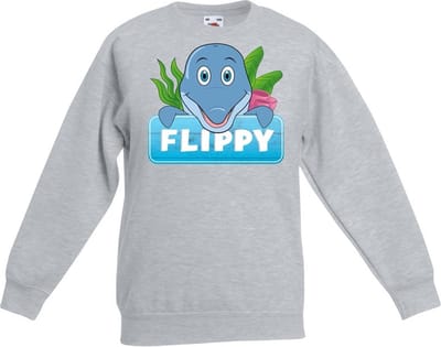 Flippy de dolfijn sweater grijs voor kinderen - unisex - dolfijnen trui - kinderkleding / kleding 98/104