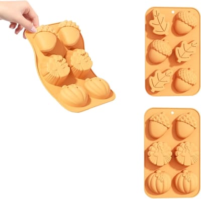 Herbruikbare herfstsiliconen mallen voor Halloween, 3D pompoen en esdoornblad, ideaal voor chocolade, muffins, taarten en kaarsen bakken