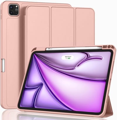 Tablet Hoes Geschikt voor iPad Air 13 Inch Hoes Rose Goud - Tri-fold Tablet Hoesje Case, iPad Air M4 (2026) iPad M3 (2025) / Air 13 inch (2024) M2 Trifold Stand Smart Case