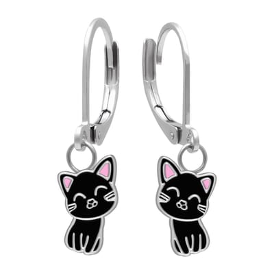 WeLoveSilver kinderoorhangers kat - chirurgisch staal - 11 mm