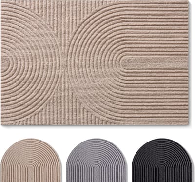 Blumtal Japandi Deurmat - Anti-slip - Polyester 40 x 60 cm - Beige - Boogpatroon