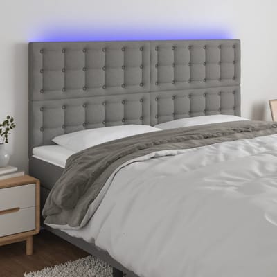 vidaXL - Hoofdbord - LED - 160x5x118/128 - cm - stof - donkergrijs