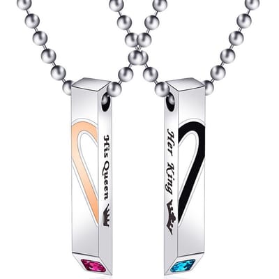Hartje Ketting Set voor Hem en Haar - Romantisch Liefdes Cadeau - Valentijnsdag - Valentijn Cadeautje voor Mannen