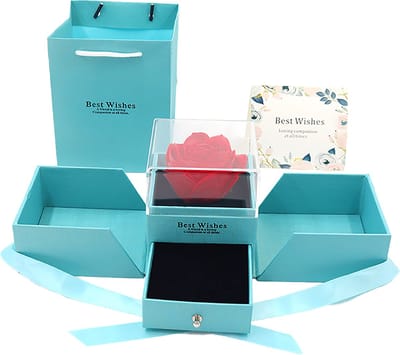 Rainbecom - Luxe Geschenkdoos - Giftbox - Sieradendoos - Valentijnscadeau - Moederdag - Verjaardag - Liefdes Cadeautje - Kunstbloemen - Fris Groen