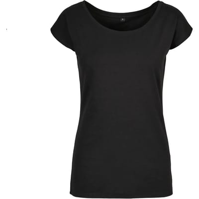 Build your Brand Ladies´ Wide Neck Tee BYBB013 - Black - XS