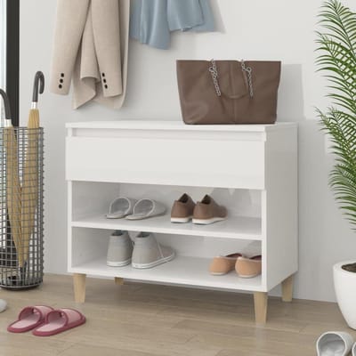 Schoenenkast met lade - Halmeubel opberger - Schoenen ordenen - Hoogglans afwerking - 70 x 36 x 60 cm - Wit